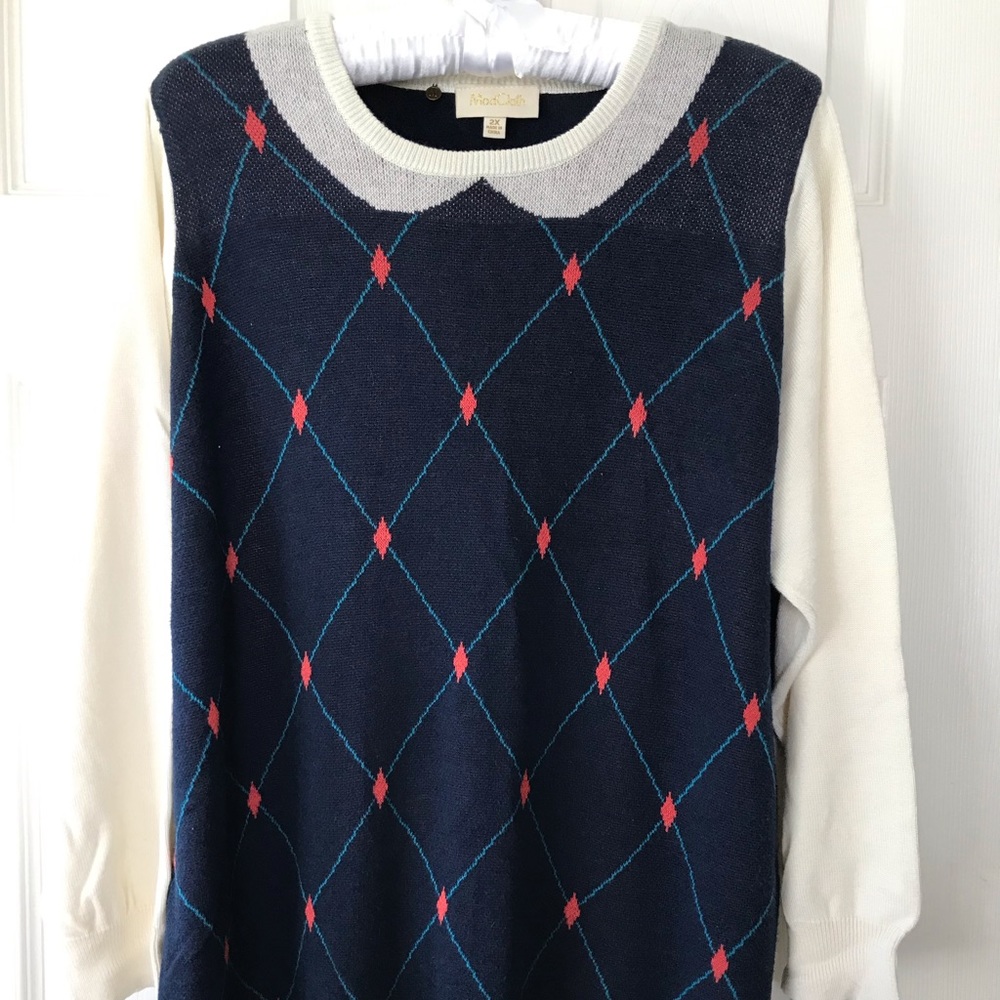 Argyle ModCloth sweater with faux Peter Pan collar